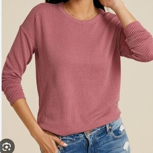 Maurices By 24/7 Long Sleeve Sweatshirt 2X Burgundy Marron Ribbed Knit Plus Wome